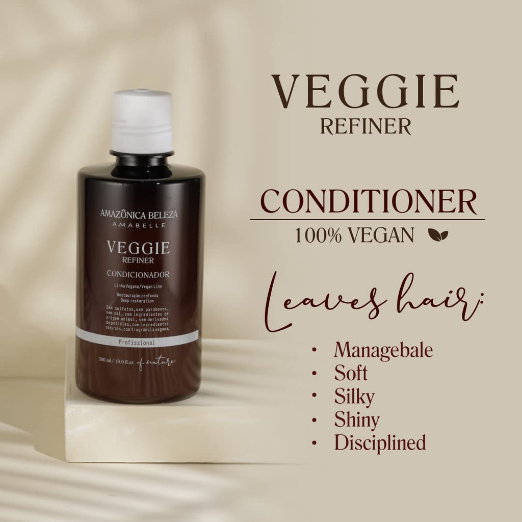 AMAZONICA BELEZA AMABELLE Vegan Veggie Refiner Shampoo & Conditioner – Nourish, Moisturize, and Protect Hair (Sulfate-Free, Paraben-Free, Cruelty-Free, 10 oz)
