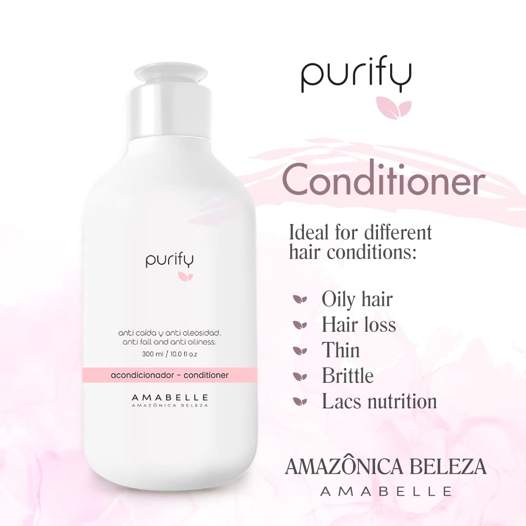 Purify Anti-Hair Loss Shampoo & Conditioner Set – Oily Hair Control & Shine | Amazónica Beleza Amabelle