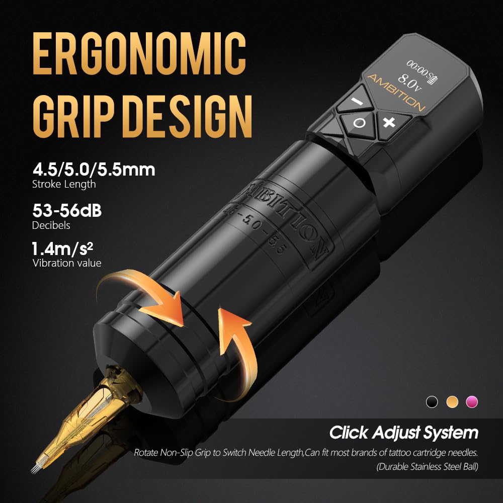 Ambition Torped 36mm Rotary Tattoo Pen Kit | Brushless Motor, 5.5mm Stroke + Wireless Power
