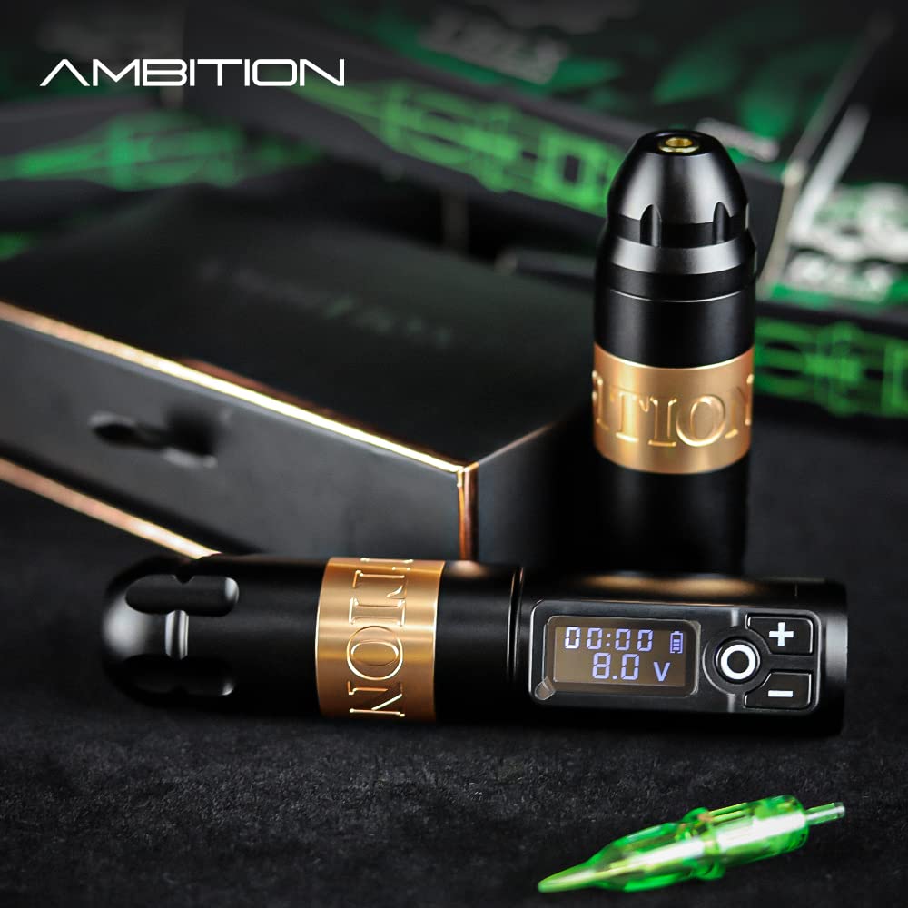 Ambition Soldier Rotary Battery Pen Tattoo Machine – 2400mAh Wireless Power, Japan Coreless Motor, LED Display