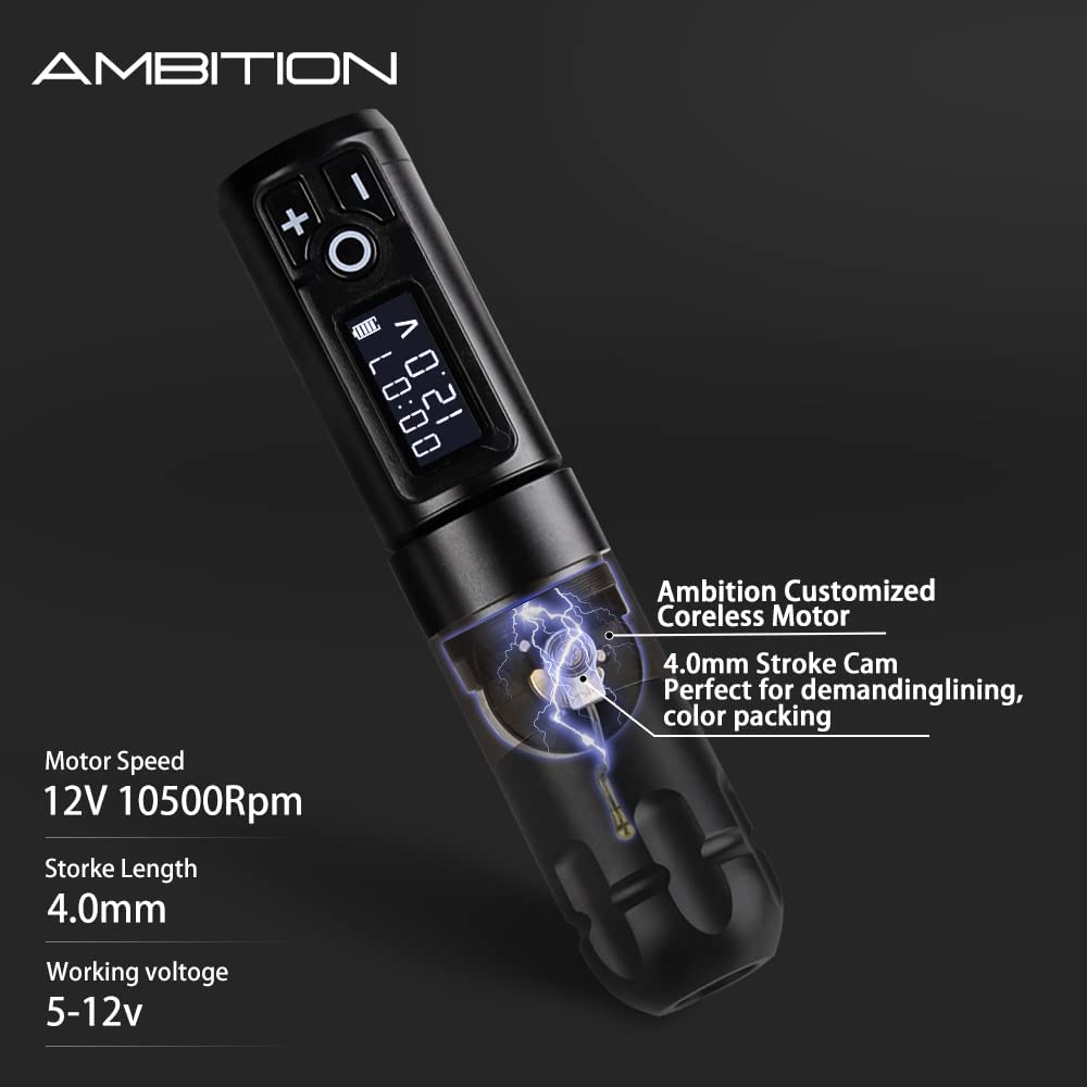 Ambition Soldier Rotary Battery Pen — 2400mAh Wireless Tattoo Machine with Japan Coreless Motor