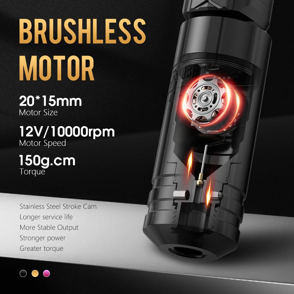 Ambition Torped 36mm Rotary Tattoo Pen Kit | Brushless Motor, 5.5mm Stroke + Wireless Power
