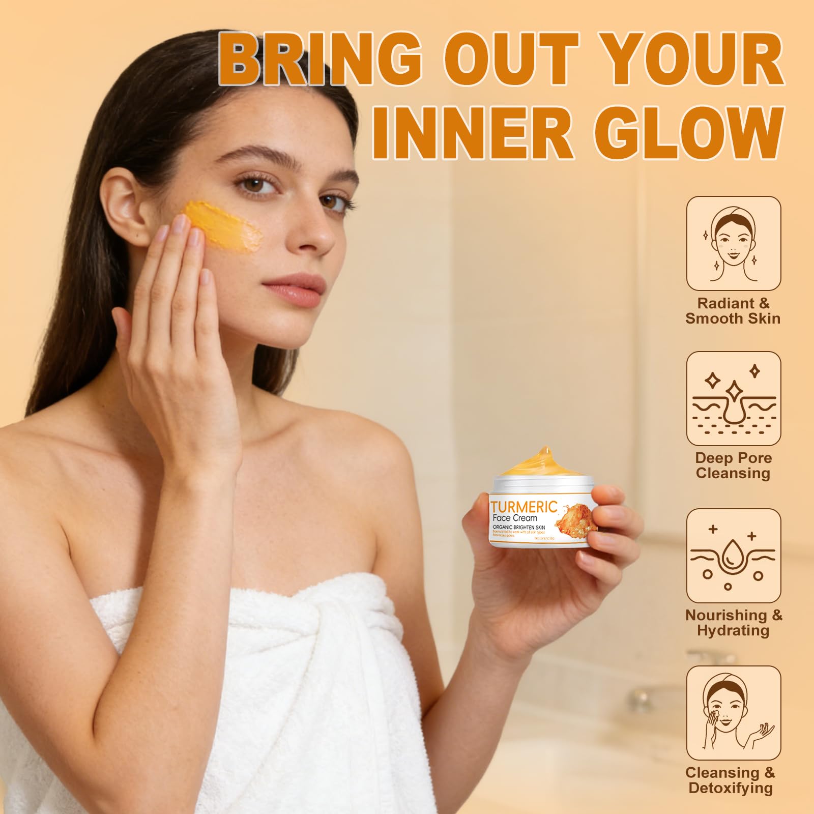 Amdele Turmeric Wash & Care Set – 4-Piece Skincare Bundle with Brush, Pads, Soap Bars & Face Cream
