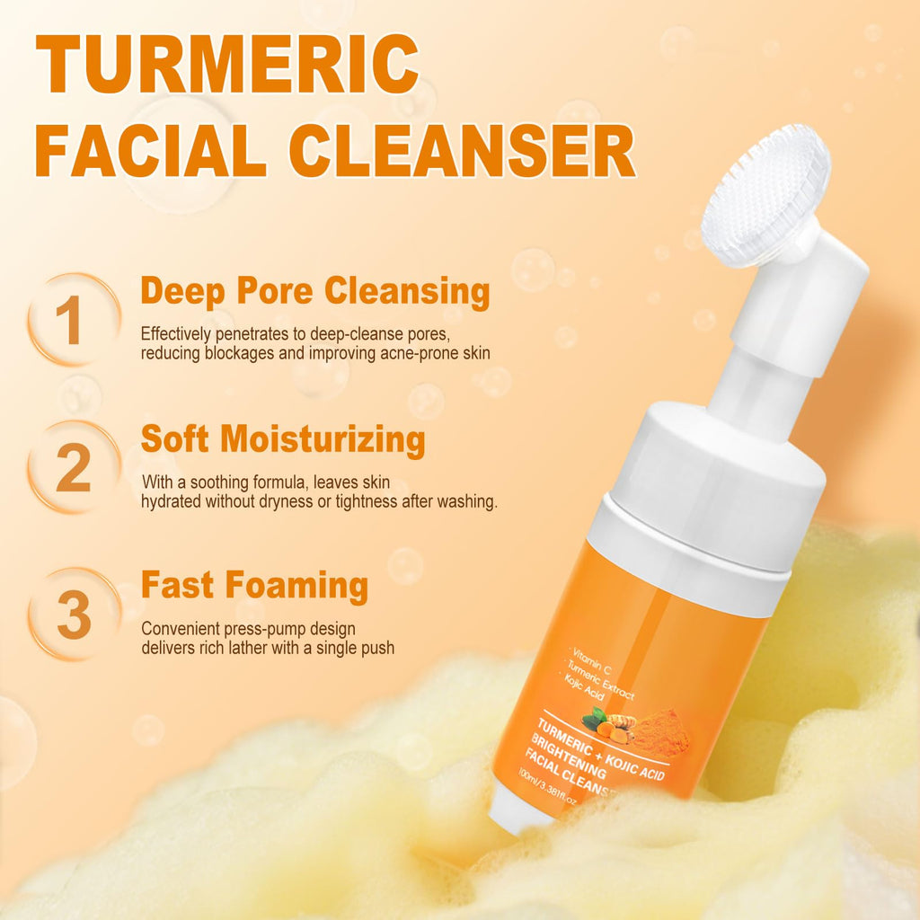 Amdele Turmeric Wash & Care 4-Piece Set | Facial Cleanser, Pads, Soap & Essential Oil