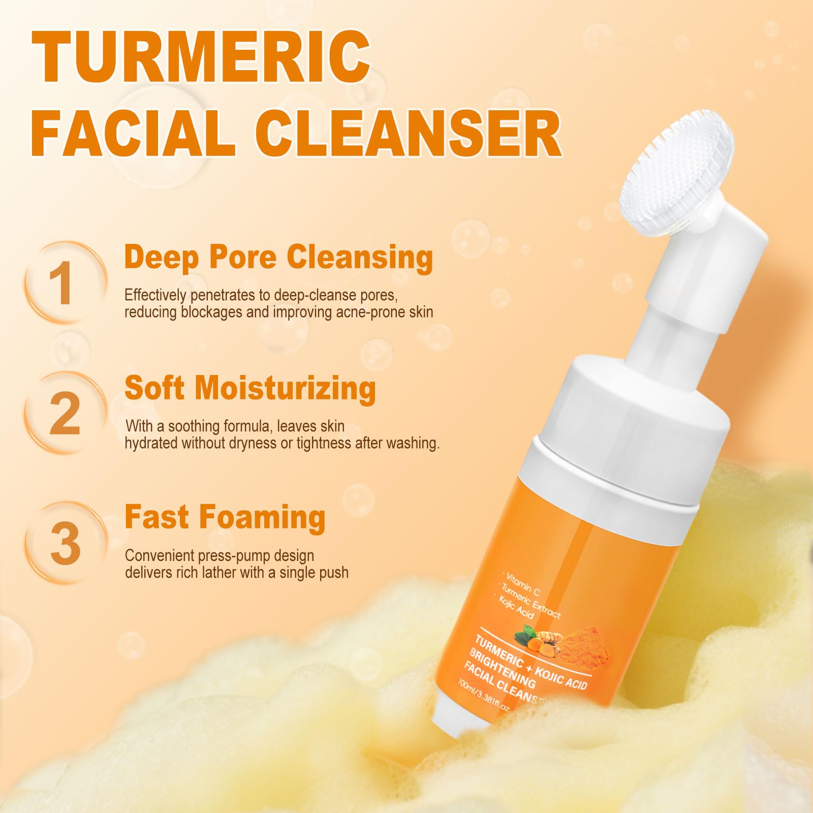 Amdele Turmeric Wash & Care Set – 4-Piece Skincare Bundle with Brush, Pads, Soap Bars & Face Cream