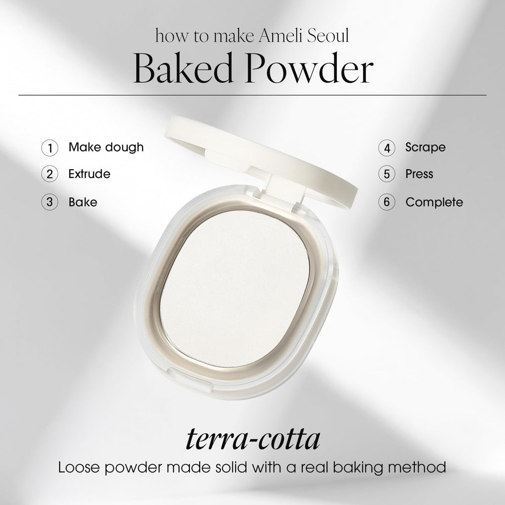 AmeliSeoul Baked Powder 005 Snow White — Terra-Cotta Setting Powder, Weightless & Crease-Free (6.2g, 0.014 oz.)