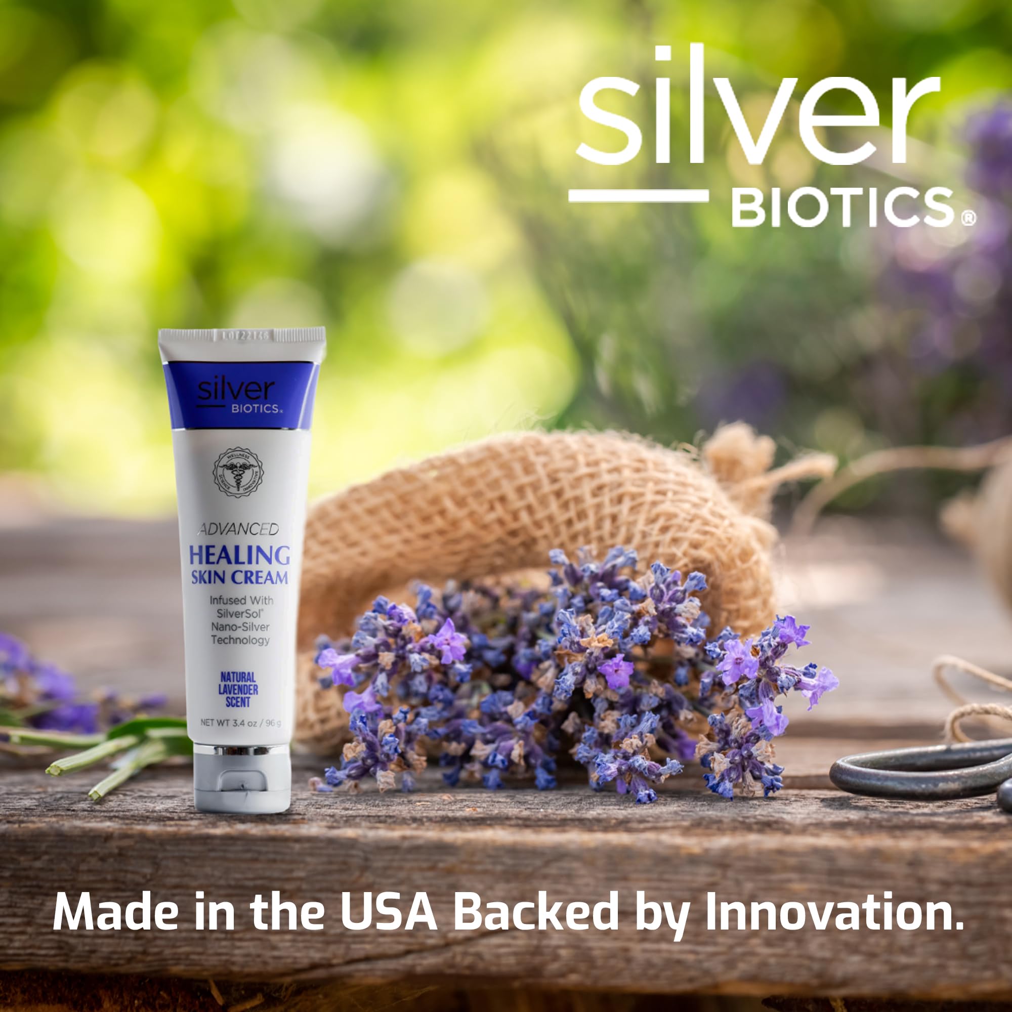 American Biotech Labs Silver Biotics Nano Silver Healing Lotion Cream — Lavender, Hyaluronic Acid (3.4 oz)