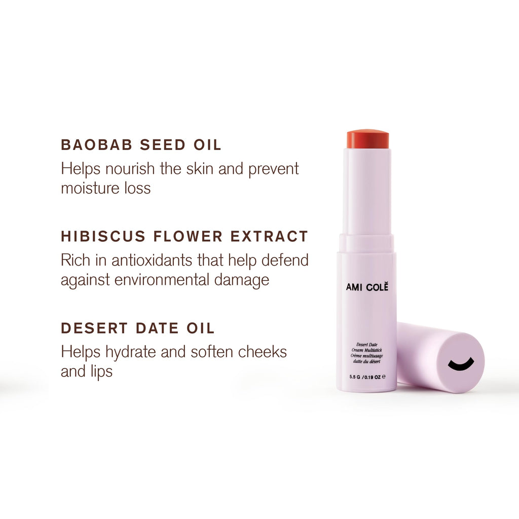 AMI COLÉ Desert Date Cream Multistick Flame – Lip & Cheek, 0.19oz