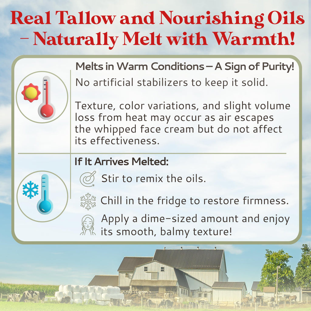 Amish Farms Tallow Face Cream – Handcrafted Grass-Fed Tallow Moisturizer (50g) with Orange & Vanilla