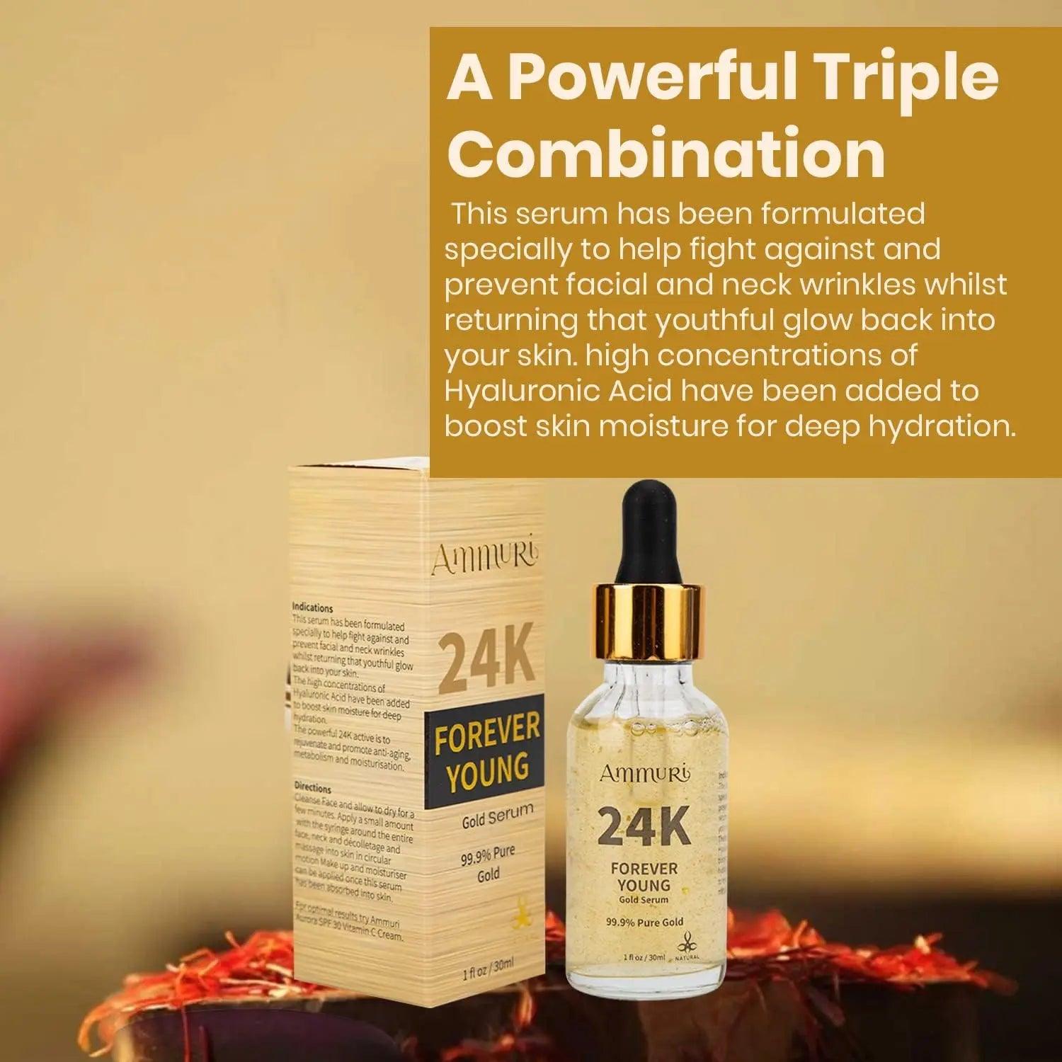 Ammuri 24K Gold Face Serum - Anti-Ageing Collagen Booster Dark Circle Treatment