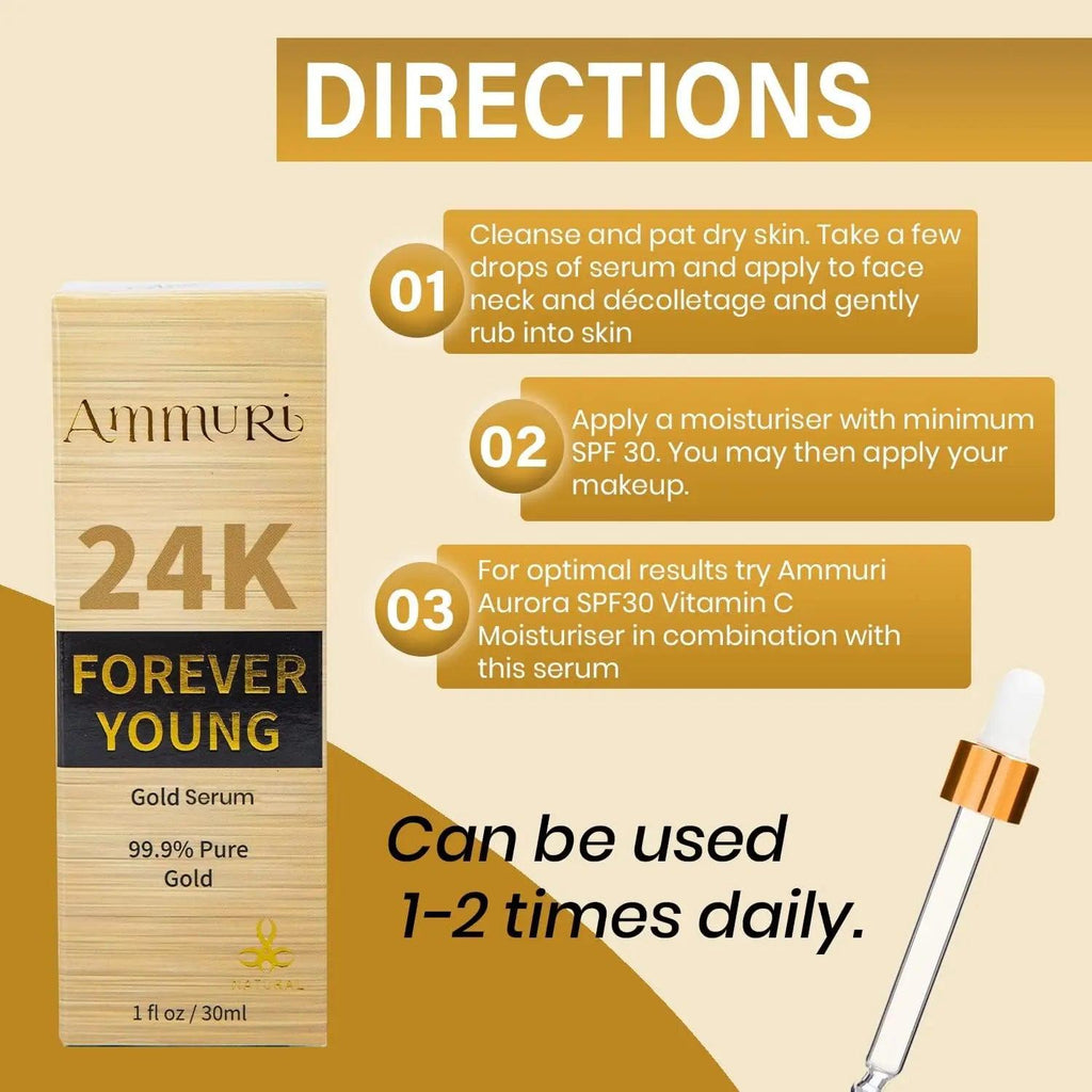 Ammuri 24K Gold Face Serum - Anti-Ageing Collagen Booster Dark Circle Treatment