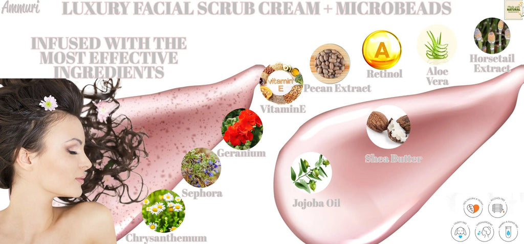 Ammuri Rose Retinol Facial Scrub – Exfoliate, Renew & Glow | Radiant Skin