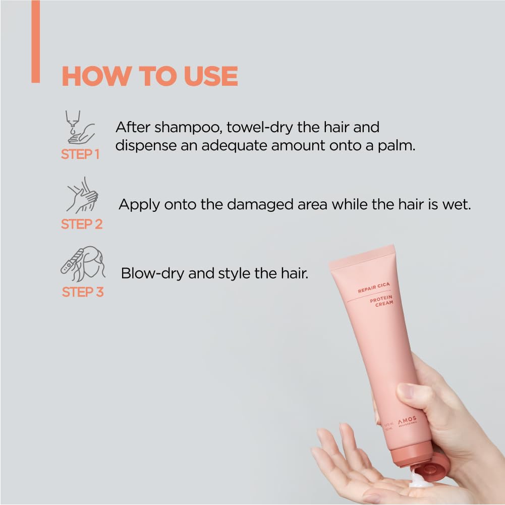 AMOS PROFESSIONAL Repair Cica Protein Cream – Anti-Frizz Deep Conditioner (5.0 fl oz)