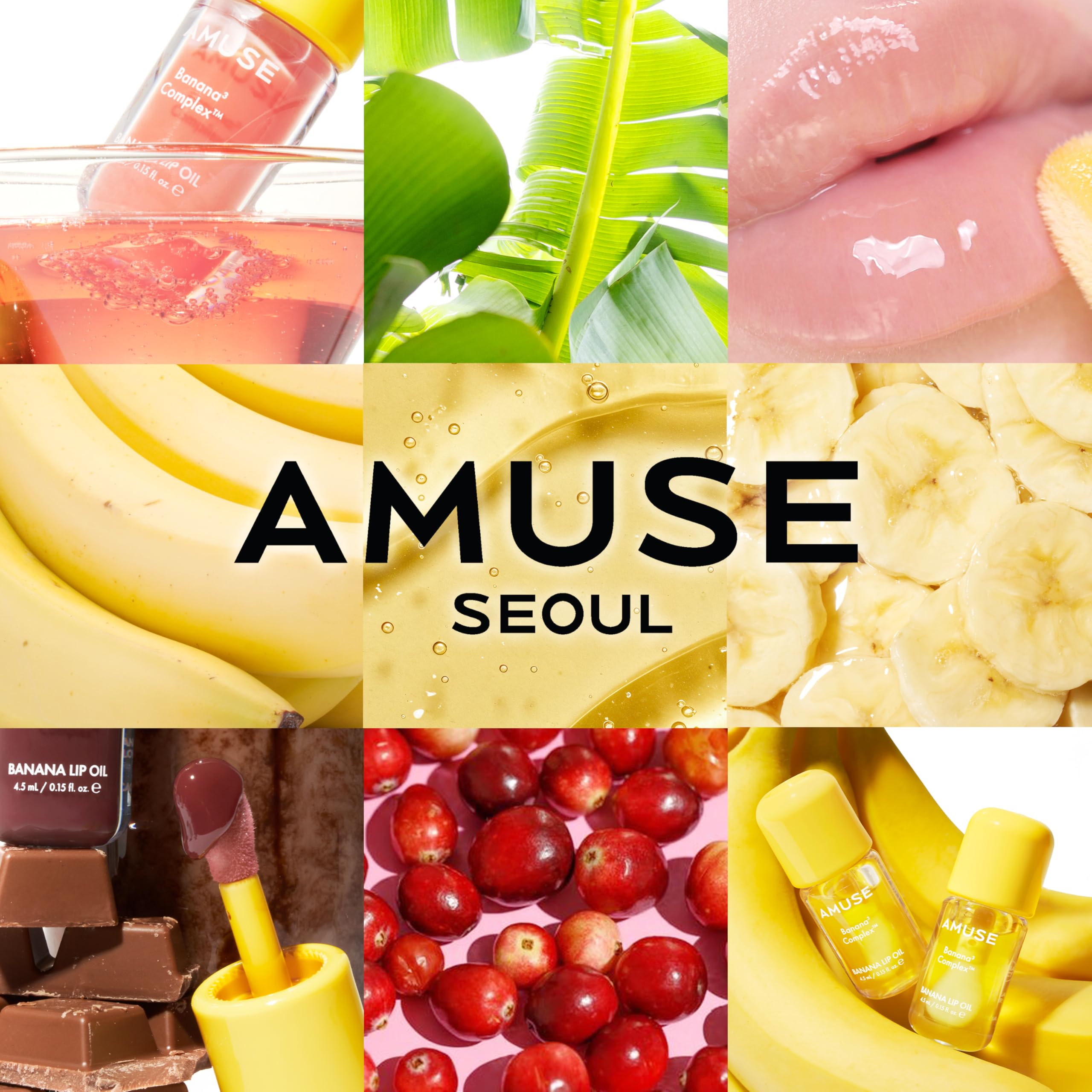 Amuse Seoul Banana Lip Oil (05 Cranberry Pop) – Skincare-Infused Hydrating Vegan Lip Oil