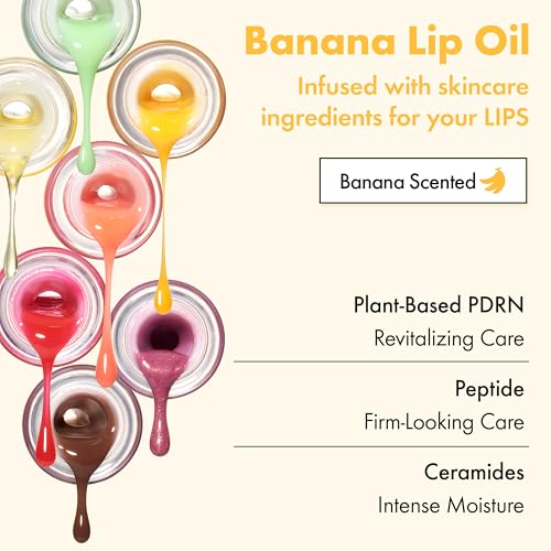 Amuse Seoul Banana Lip Oil (06 Rose Sorbet) – Hydrating Vegan Lip Oil with Peptide, PDRN & Banana-Derived Complex