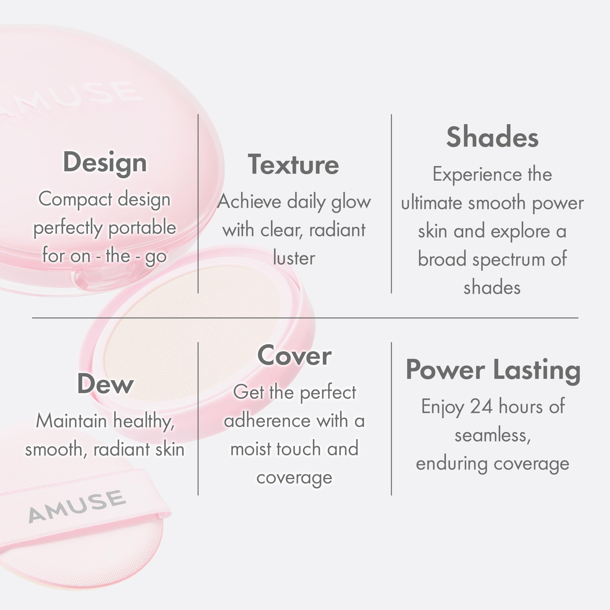 Amuse SEOUL Dew Power Vegan Cushion Foundation (04 TAN) – Dewy Glow, Long-Lasting Coverage, Clean Beauty