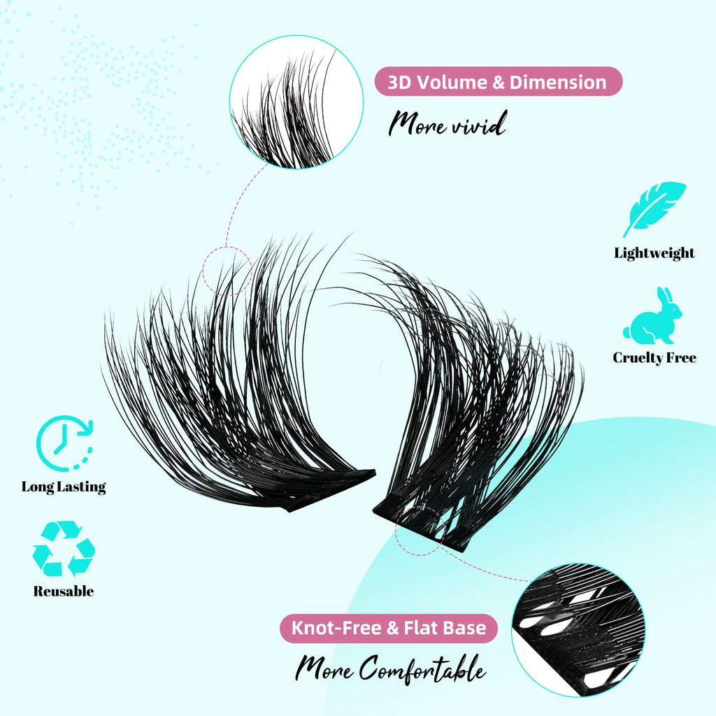AMZGIRL LASH 3D Lash Extension Kit – 144 Pcs D-Curl Clusters