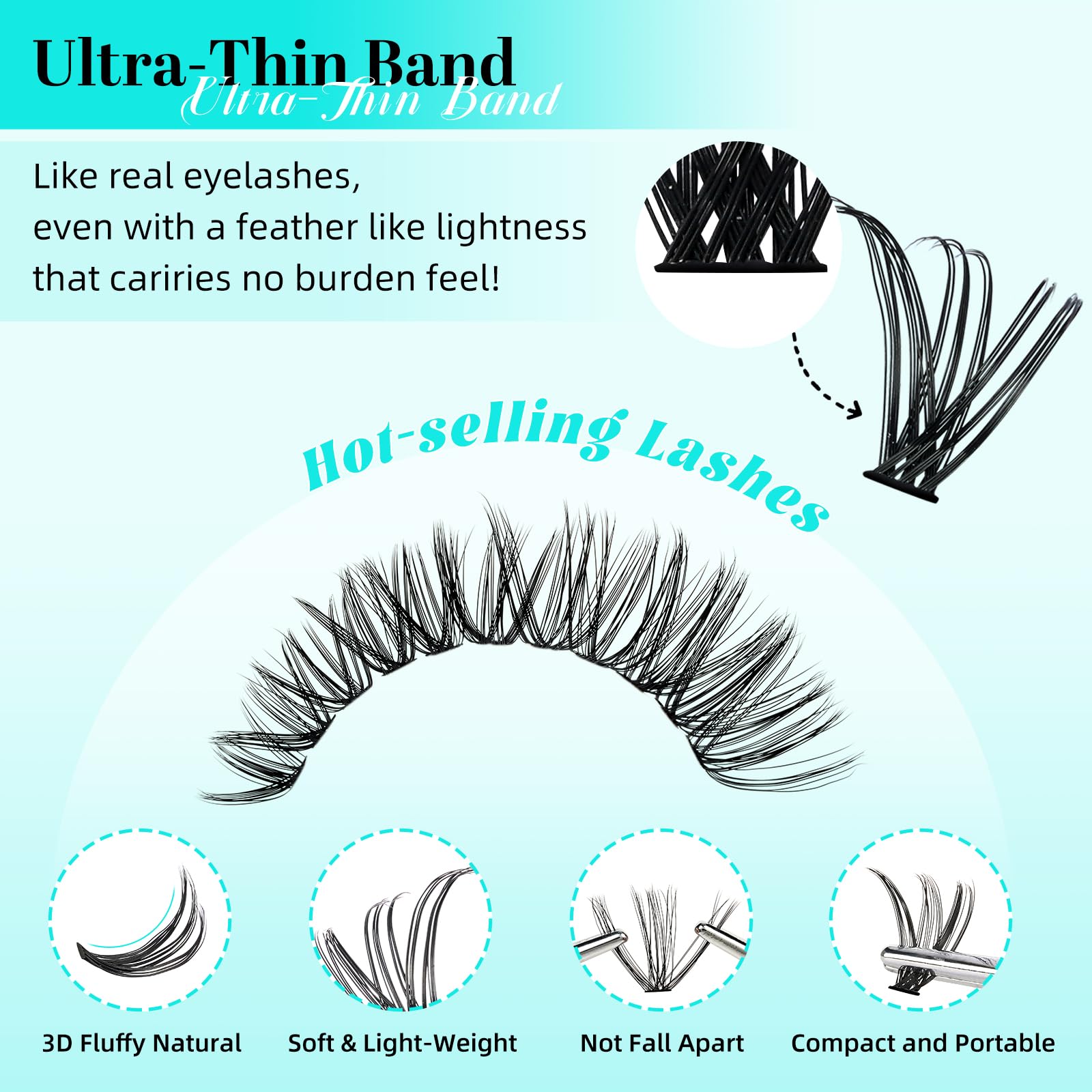 AMZGIRL LASH Lash Clusters 240pcs – DIY D-Curl 9-16mm for Beginners at Home