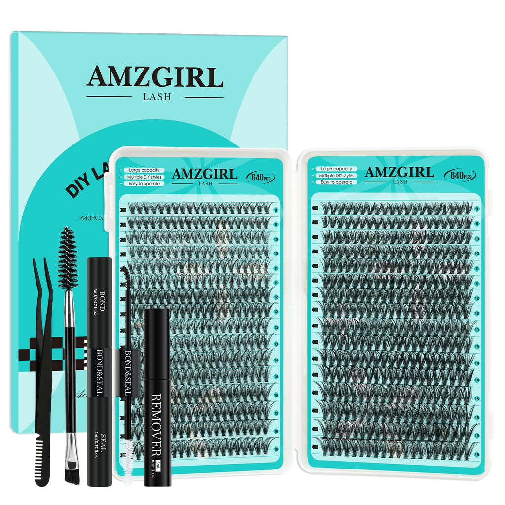 AMZGIRL LASH Lash Clusters Kit — 640Pcs DIY 9-16mm Extensions