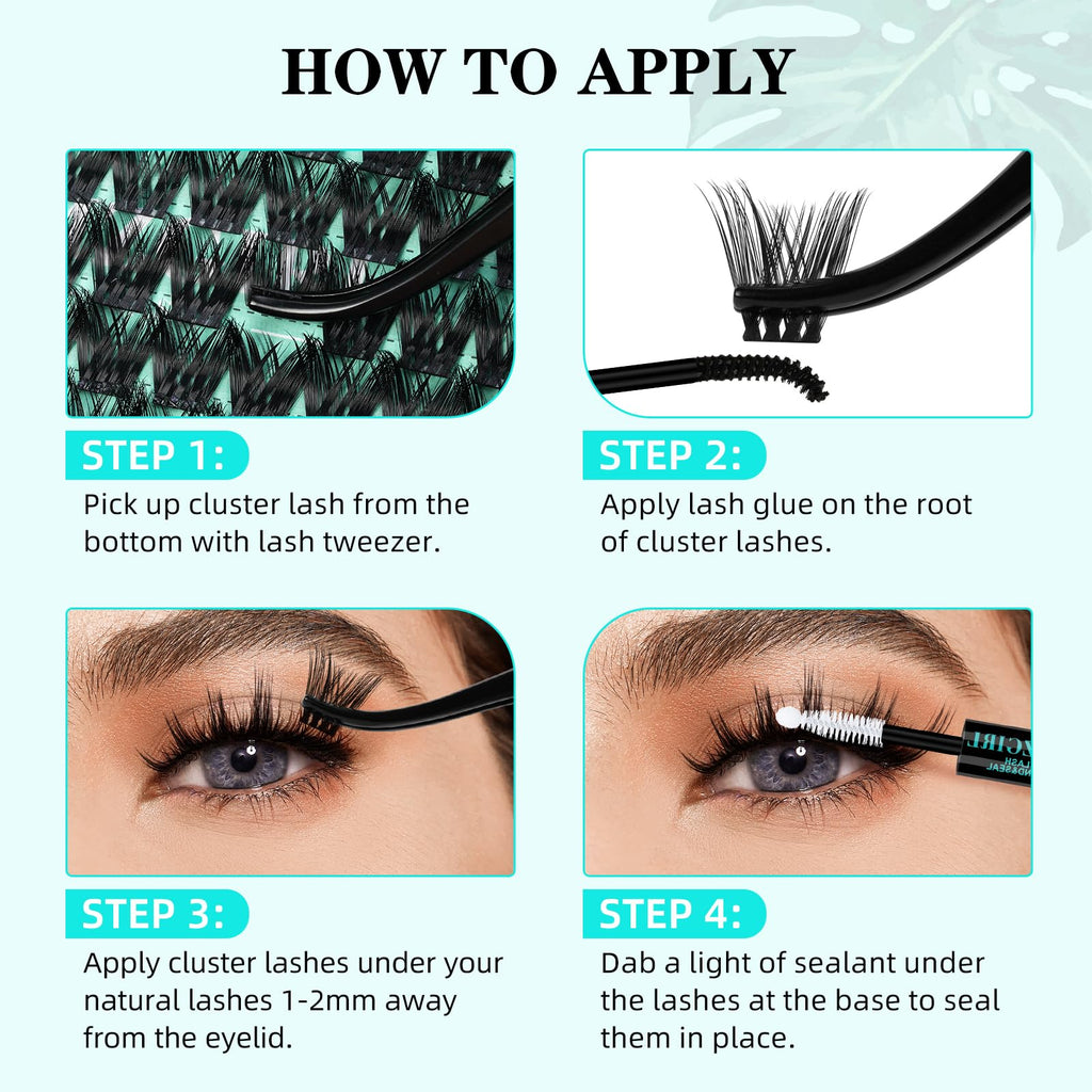 AMZGIRL LASH Lash Clusters Wet Look – 168 Pcs, Ultra-Thin Band, 10–18mm C-Mix