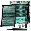 AMZGIRL LASH Lash Clusters Kit 168pcs – Natural Look with Bond & Seal, Waterproof, Ultra-Thin Band (Hollyhock Kit, D-10-18mm)