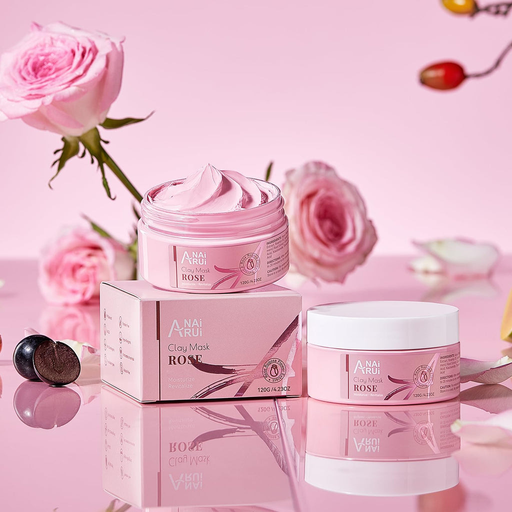 ANAI RUI Rose Facial Mask – Pink Kaolin Clay, Niacinamide & Hyaluronic Acid