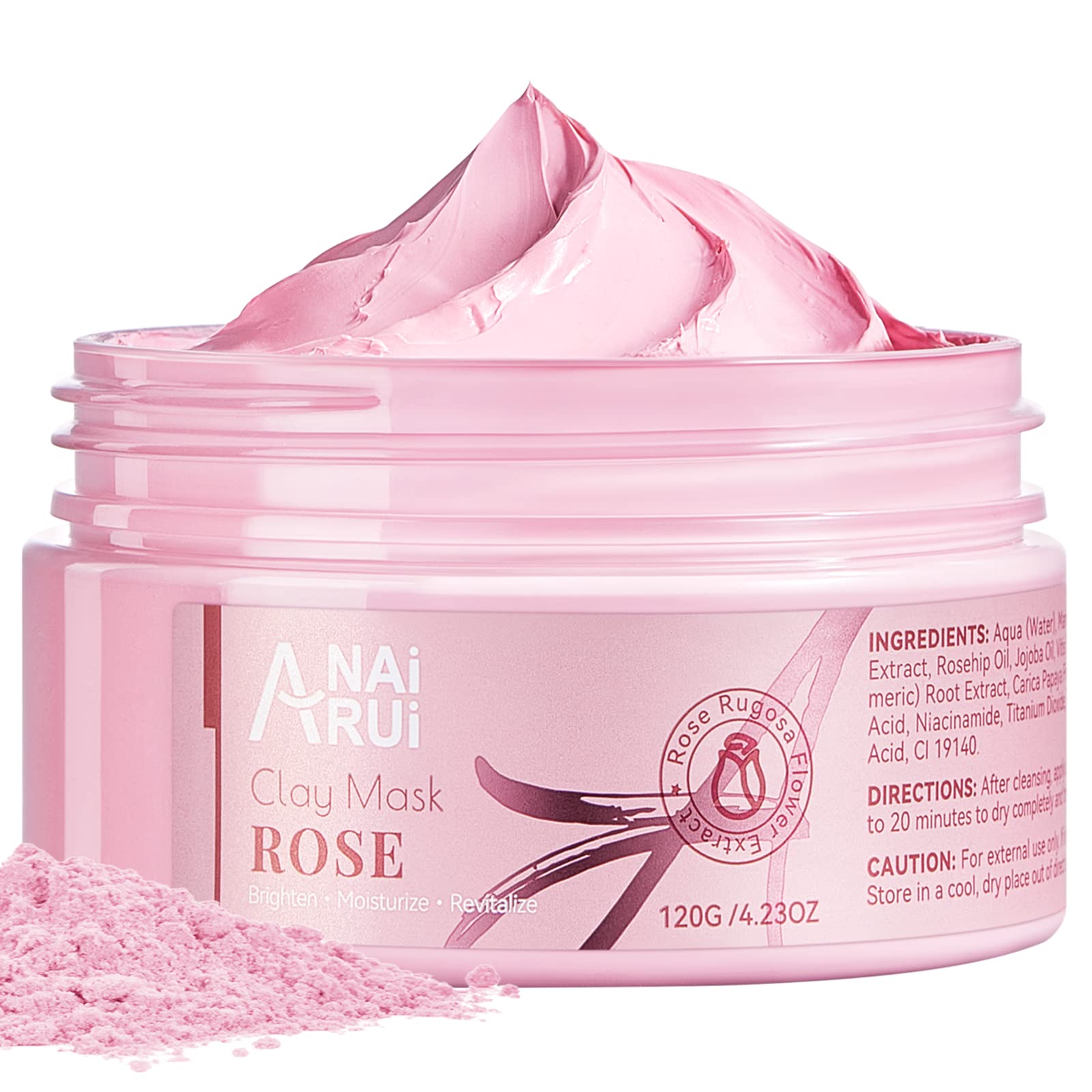 ANAI RUI Rose Facial Mask – Pink Kaolin Clay, Niacinamide & Hyaluronic Acid