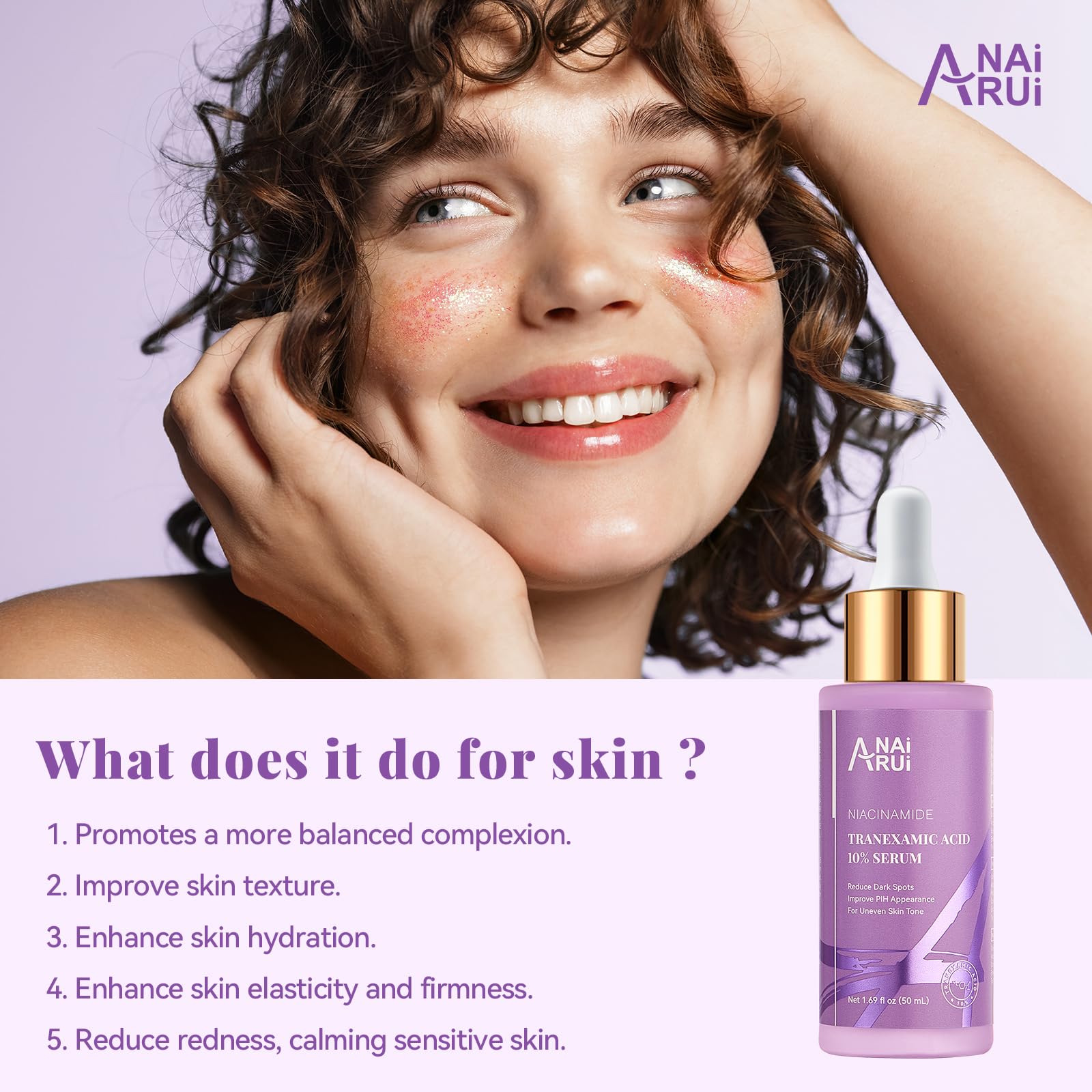 ANAI RUI 10% Tranexamic Acid Serum with Niacinamide, Kojic Acid, Ceramide – 50 ml
