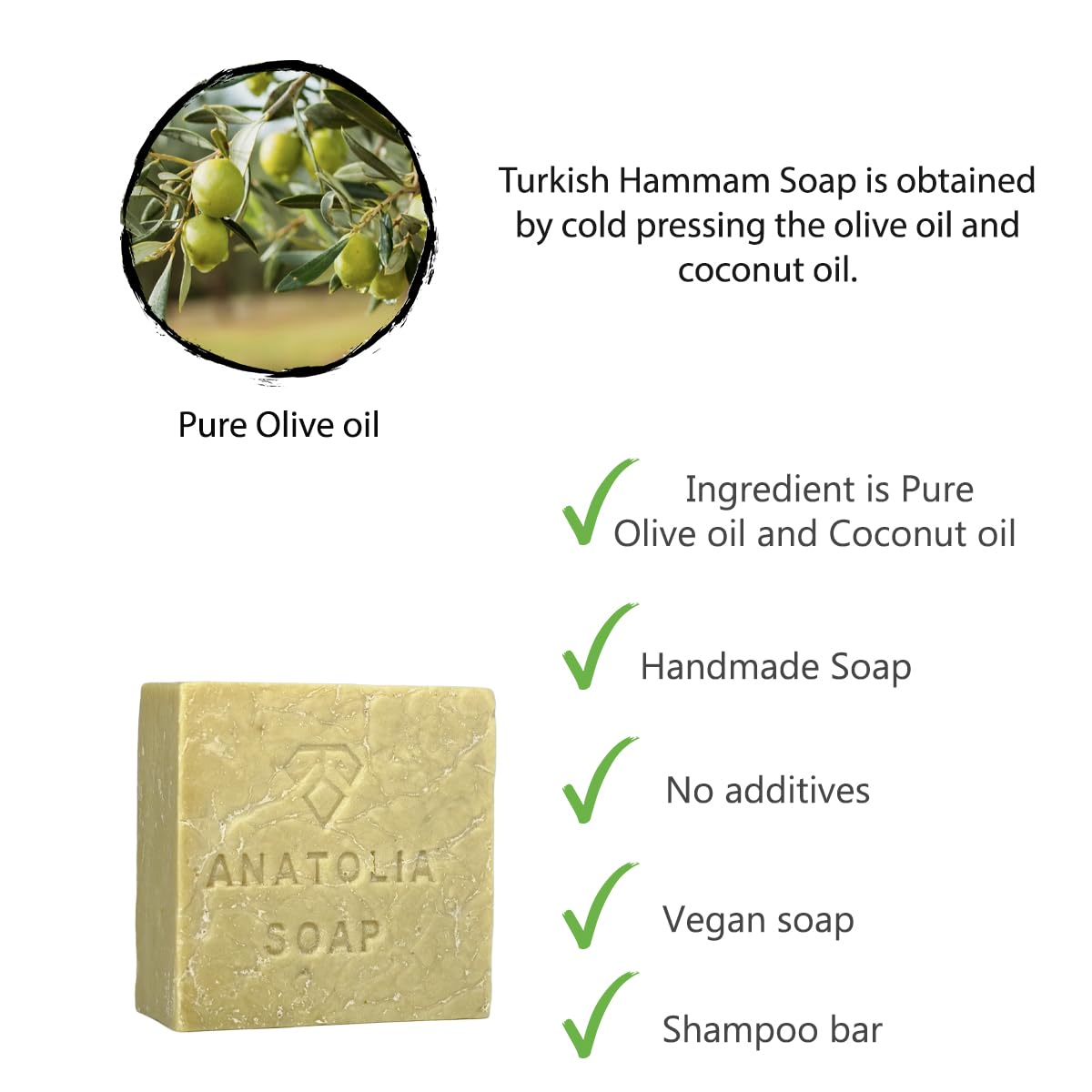 Anatolia Soap Antioch Wild Pistachio Bar – Handmade Olive Oil Castile Body Soap, 5 oz