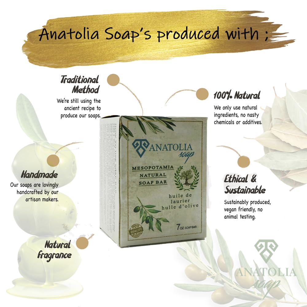 Aleppo Soap 2-Pack | Anatolia Soap – 100% Olive Oil Handmade Castile Soap, 14 oz Total