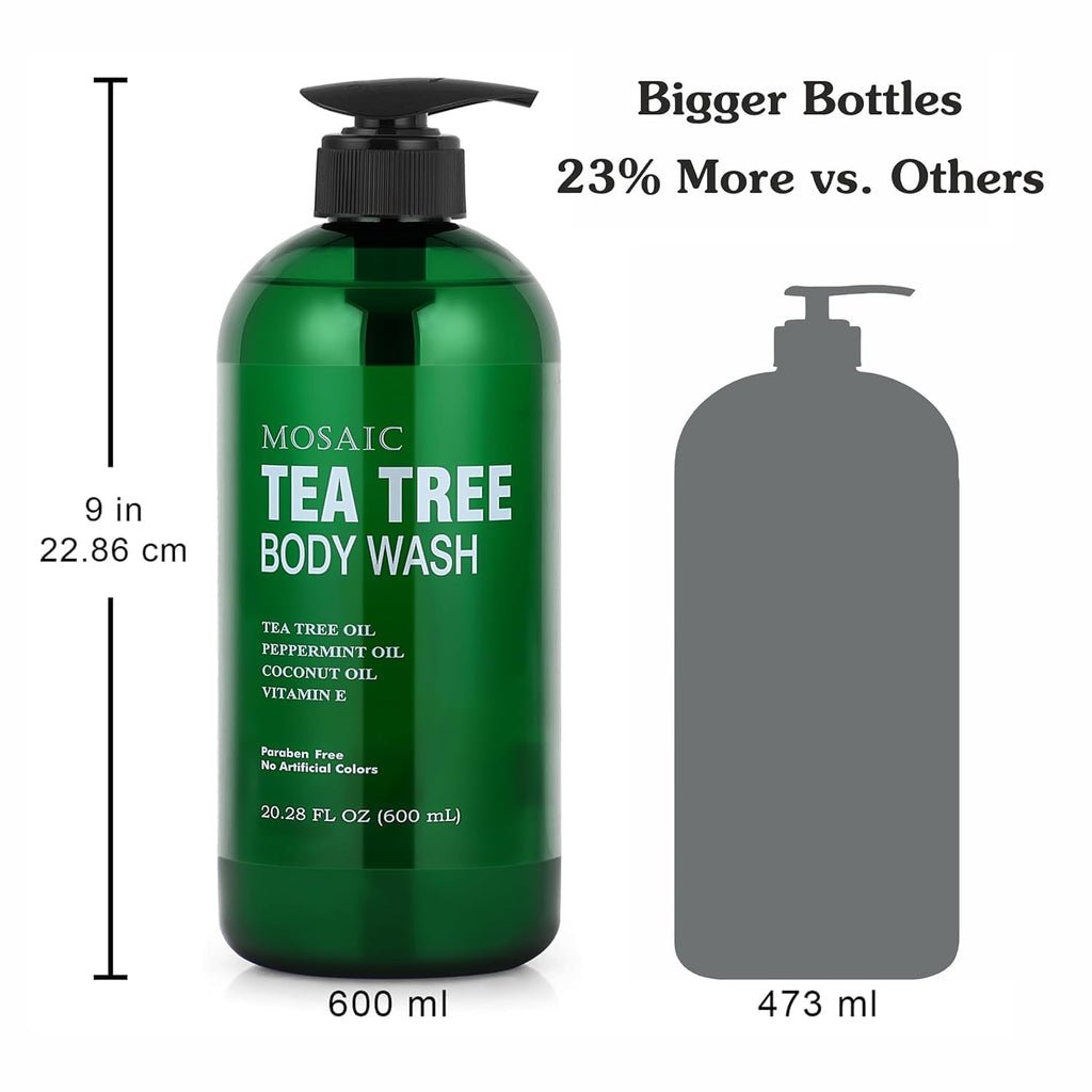 AnatoliaDaphne Tea Tree Body Wash with Vitamin E – Large 20.2 oz Bottle (Pack of 2) – Sulfate Free