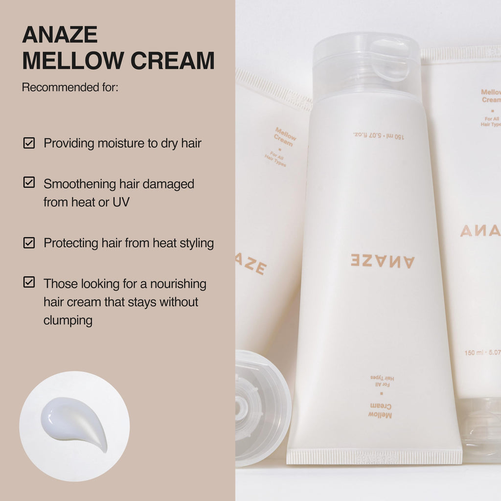 ANAZE Mellow Cream Hair Treatment 150 ml – Leave-In Conditioner for Deep Moisture & Damage Repair, Instant Results on Dry, Frizzy, and Color-Treated Hair