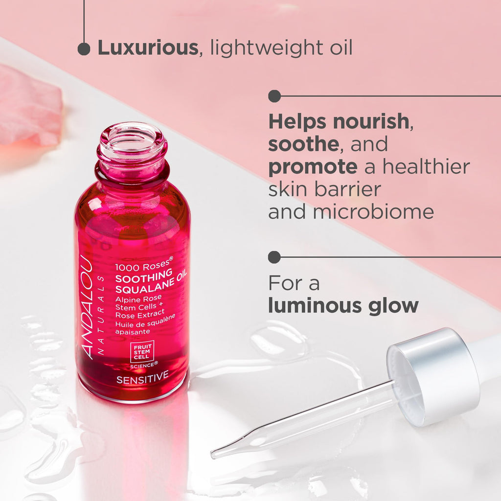 Andalou Naturals 1000 Roses Soothing Squalane Oil | Lightweight Hydration