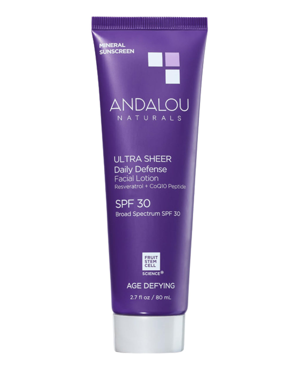 Andalou Naturals Age Defying Ultra Sheer Daily Defense SPF 30 - Mineral Sunscreen