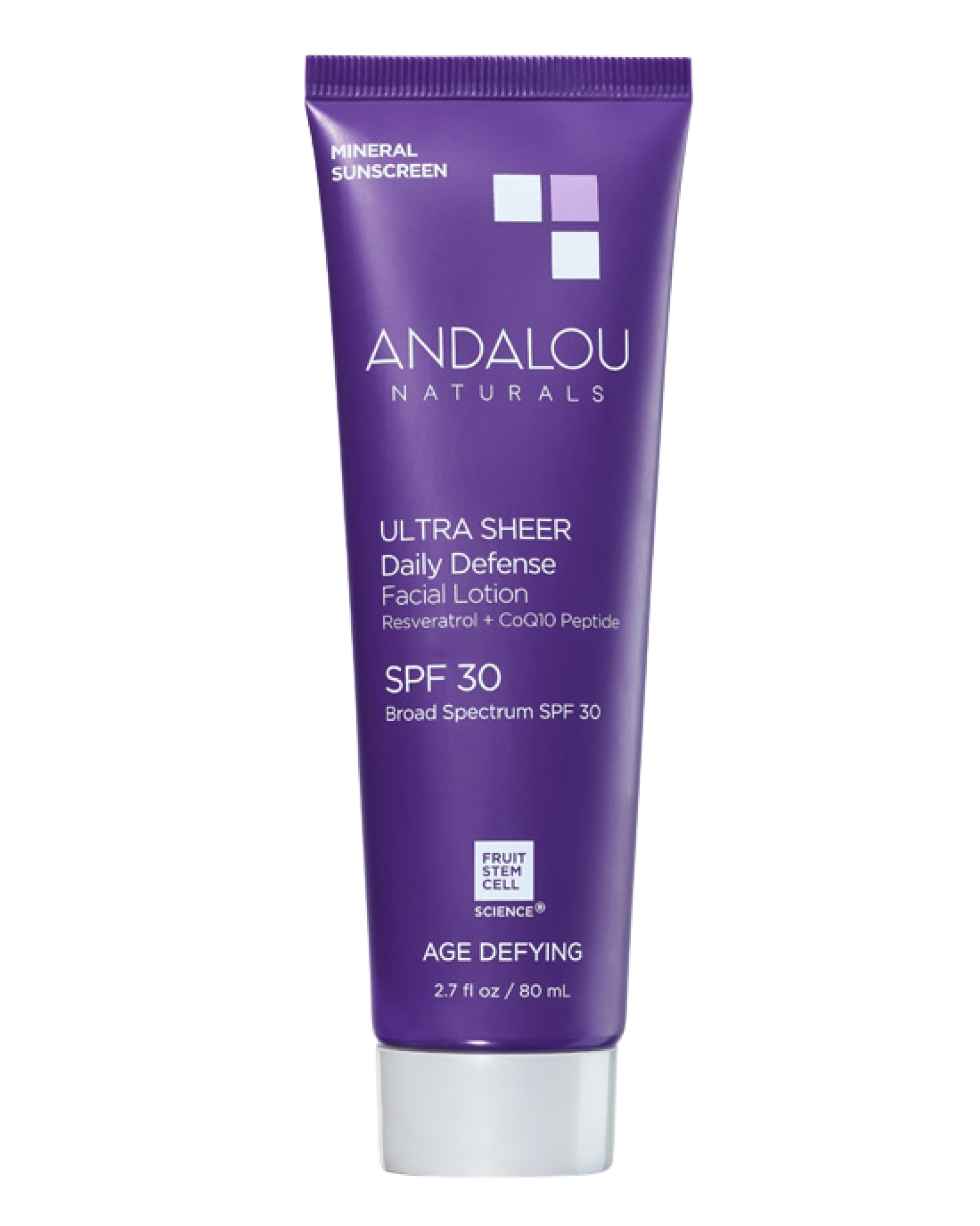 Andalou Naturals Age Defying Ultra Sheer Daily Defense SPF 30 - Mineral Sunscreen