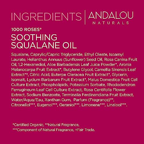 Andalou Naturals 1000 Roses Soothing Squalane Oil | Lightweight Hydration