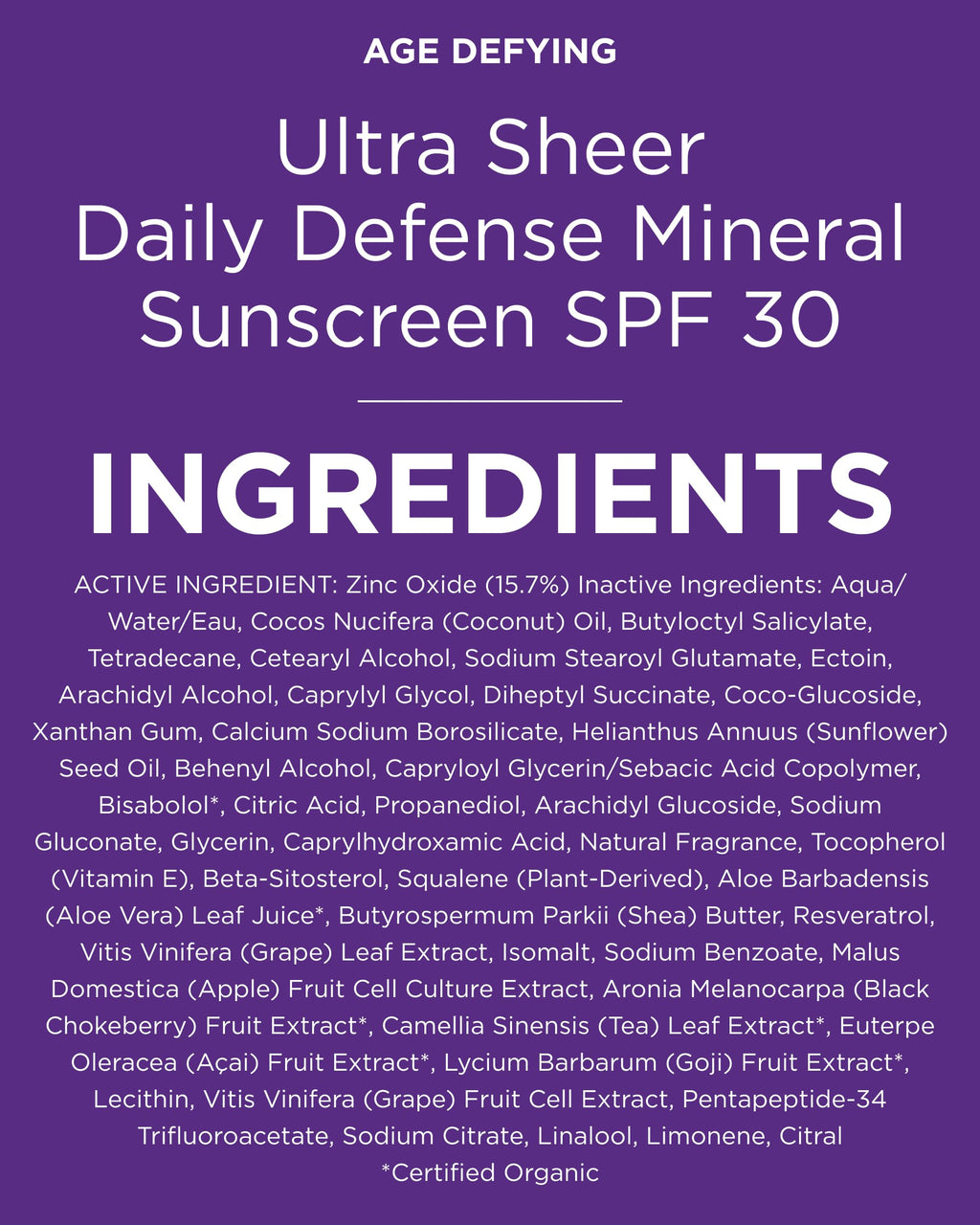 Andalou Naturals Age Defying Ultra Sheer Daily Defense SPF 30 - Mineral Sunscreen