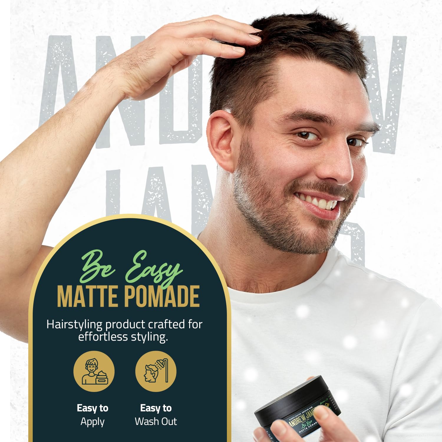 ANDREW JAMES Be Easy Cream Pomade | Firm Hold & Natural Matte Finish | 2.75 oz