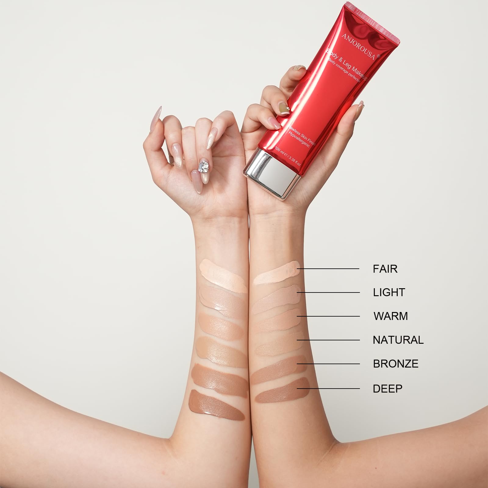 ANJOROUSA Body Coverage Perfector – Waterproof Tattoo Cover Up & Body Foundation (Warm)