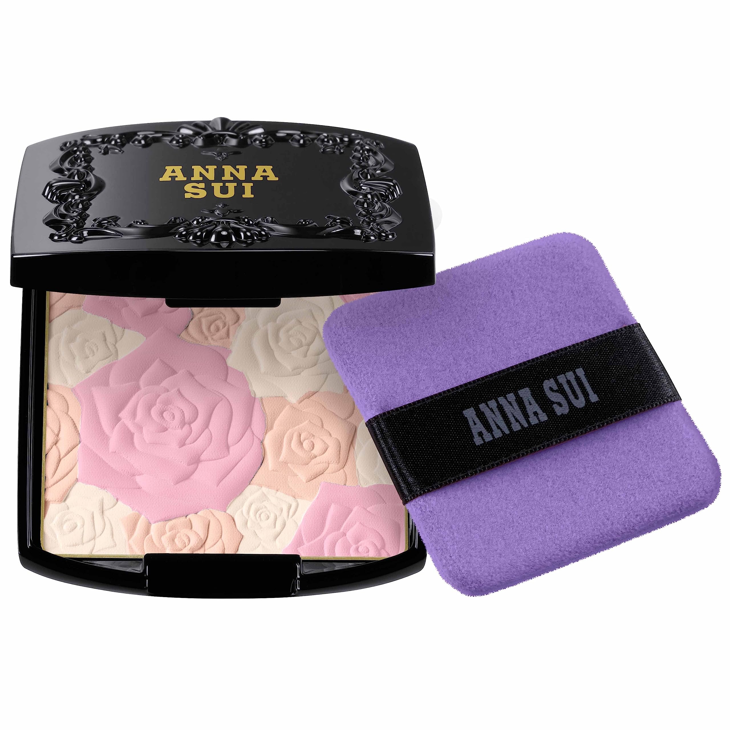 ANNA SUI Rose Pressed Powder 300 Pink – Silky Finish, Radiant Coverage, Long-Lasting Glow