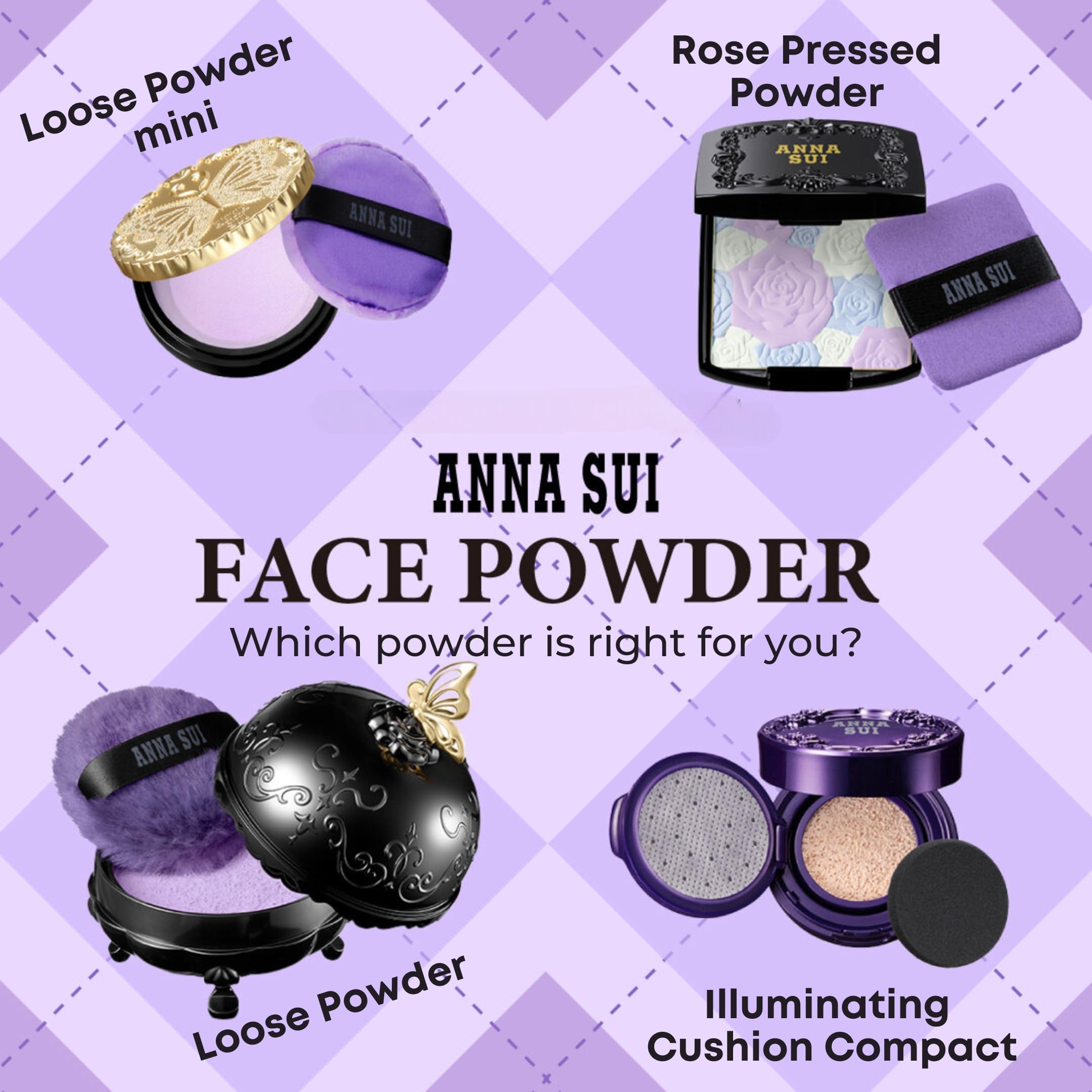 ANNA SUI Rose Pressed Powder 300 Pink – Silky Finish, Radiant Coverage, Long-Lasting Glow