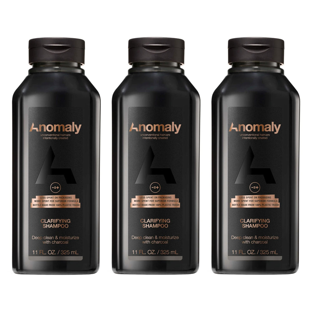 Anomaly Vegan Eucalyptus Charcoal Clarifying Shampoo – Build-Up Removal, Sulfate & Paraben Free, Eco Packaging from Ocean Plastic (Pack of 3)