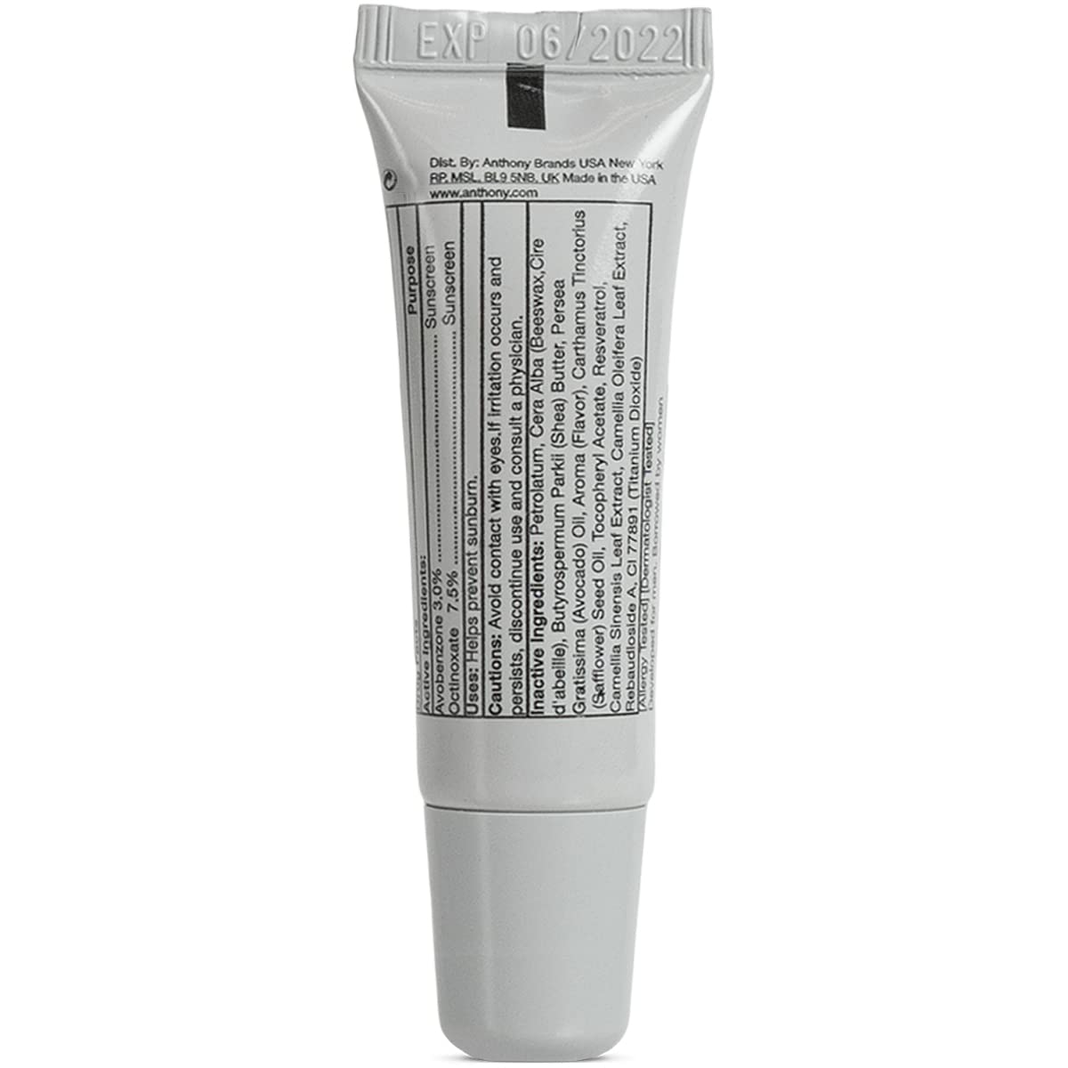 Anthony 25 SPF Lip Balm – SPF 25 Lip Care with Green Tea, Shea Butter & Vitamin E – 4-Pack
