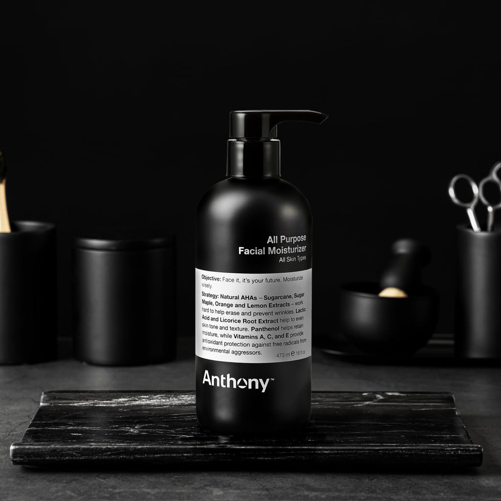 Anthony All-Purpose Facial Moisturizer – Lightweight Men’s Hydrating Lotion, Non-Comedogenic, Anti-Aging – 16 Fl Oz