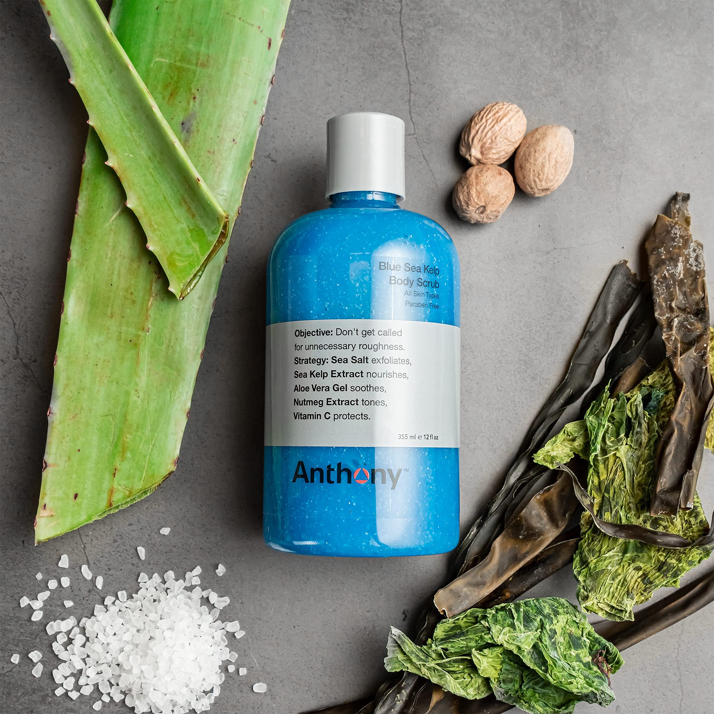 Anthony Exfoliating Body Scrub: Sea Salt, Vitamin C & Aloe Vera — Hydrating Sea Kelp Body Wash