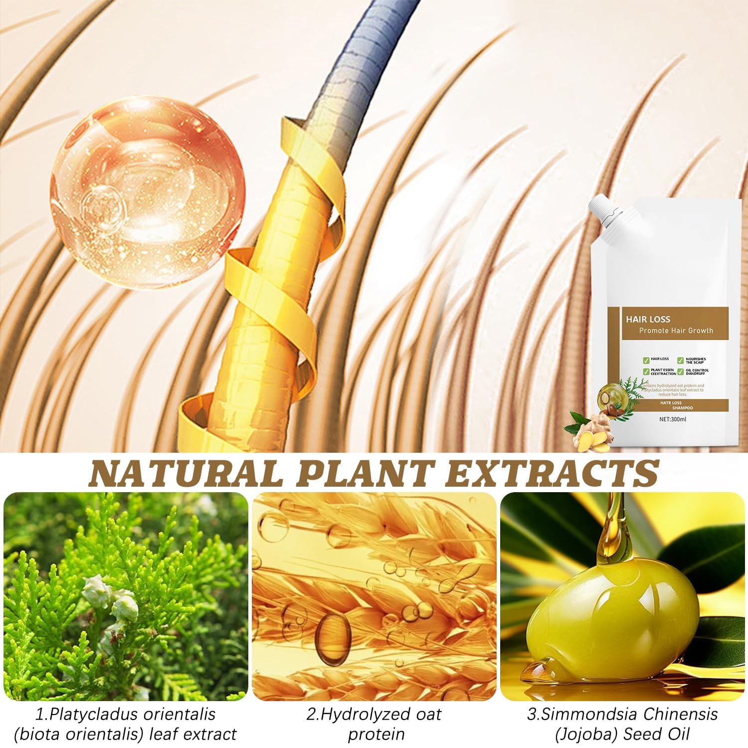 Anti-Hair Fall Shampoo for All Hair Types | Plant Extracts for Healthy-Looking Hair 300ml