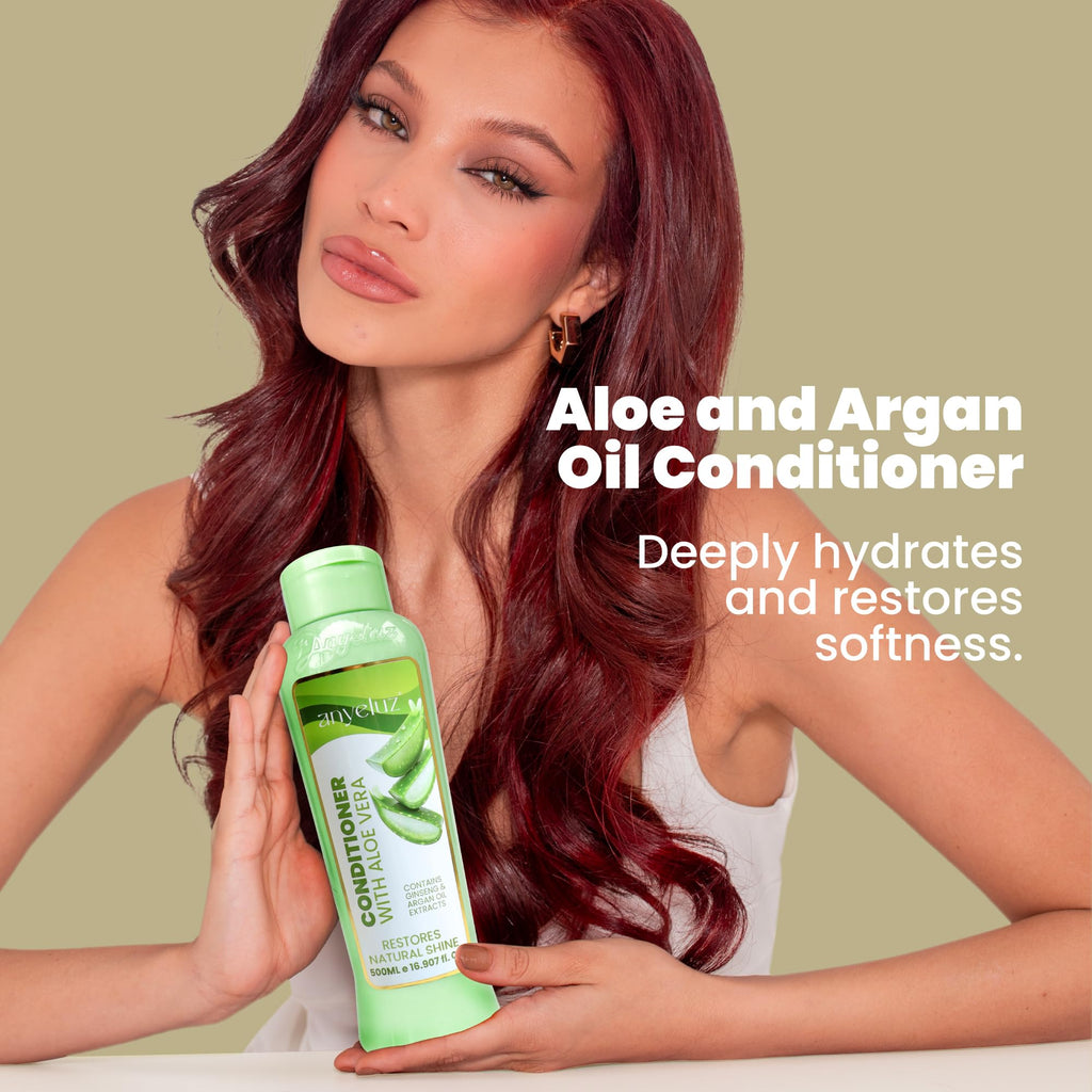 ANYELUZ Aloe Vera Argan Oil Conditioner — Hydrating, Lightweight Detangler for All Hair Types