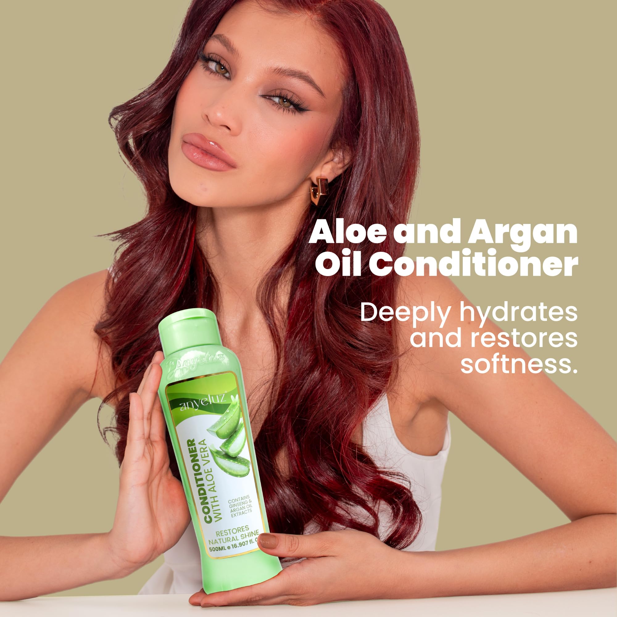 ANYELUZ Aloe Vera Argan Oil Conditioner — Hydrating, Lightweight Detangler for All Hair Types