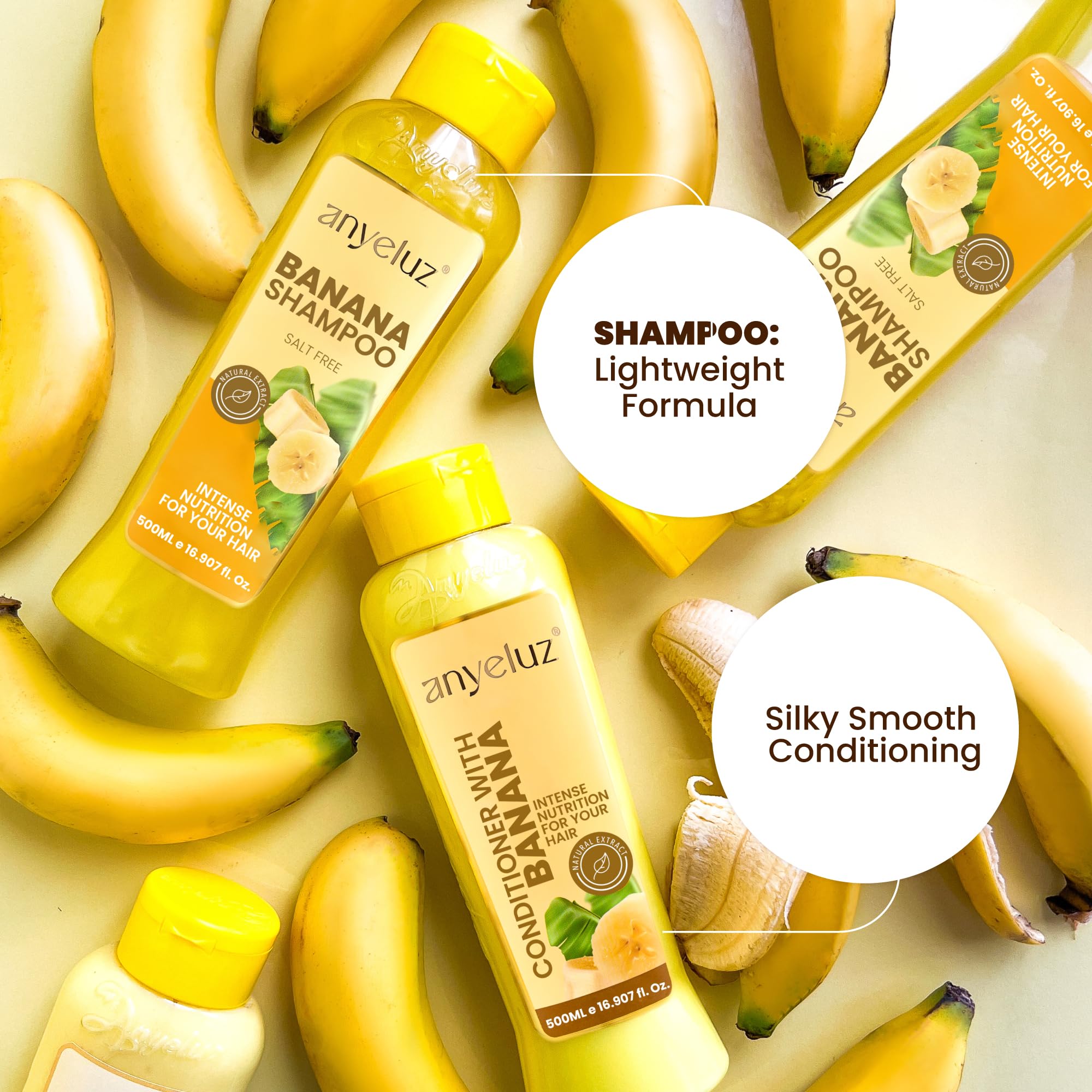 ANYELUZ Banana Hair Care Duo Set – Moisturizing Shampoo & Nourishing Conditioner