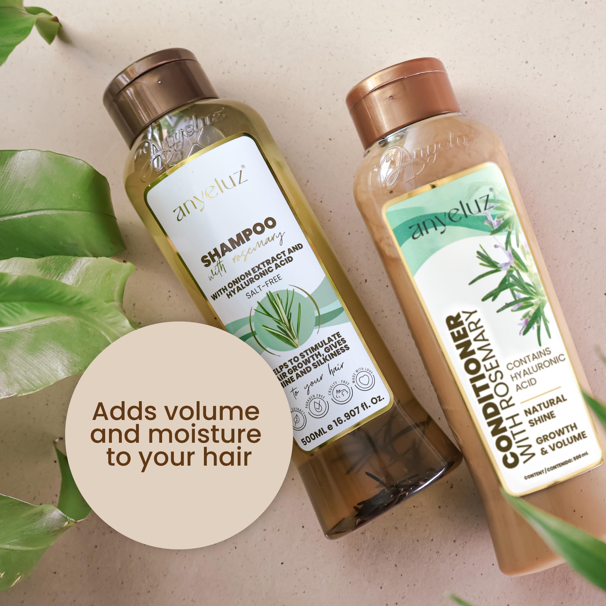 ANYELUZ Rosemary Shampoo & Conditioner Set with Hyaluronic Acid – Strengthen, Hydrate, Shine